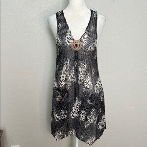 Paradise Crochet Leopard Print Swim Cover Up Size M/L